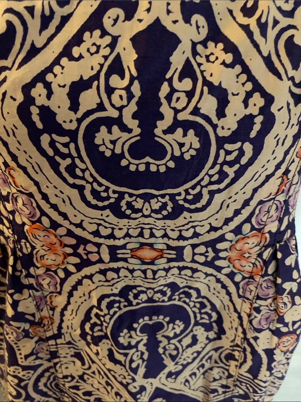 Free People Purple and Cream Paisley Midi Dress with Crochet Yoke